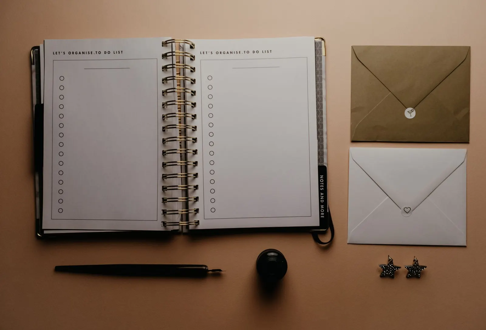 Open planner with an empty to-do list